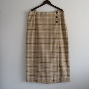 Jessica London Flannel Plaid Midi Skirt 22W Cream Winter Classic Cozy Cabincore